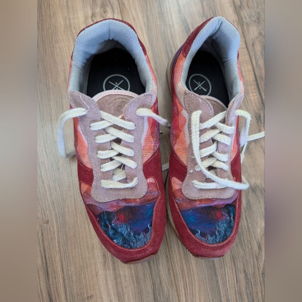 inkkas Red, Blue & Pink Patterned Women's Sneakers